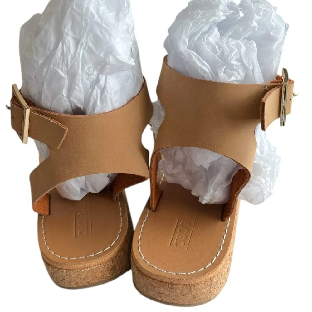 NWOT ASOS DESIGN Forlong chunky flatform cork sandals in natural UK 7/US 9